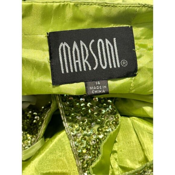 Marsoni Prom Gown Maxi Length Beaded Open Back‎ Sweetheart Neckline Green 14 - Picture 13 of 16